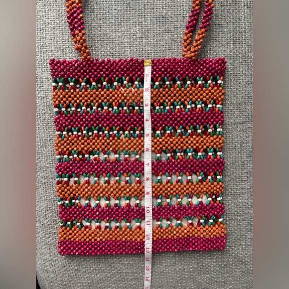 BNWT Colourful Wooden Bead Bag by Antik Kraft - Picture 10 of 11